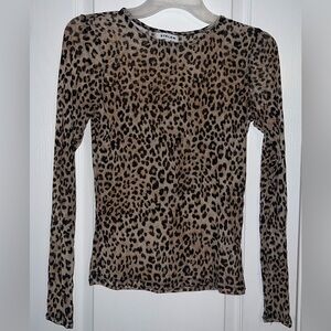 Stelen NWOT Leopard Cheetah Print Sheer Mesh Long Sleeve Top Size M